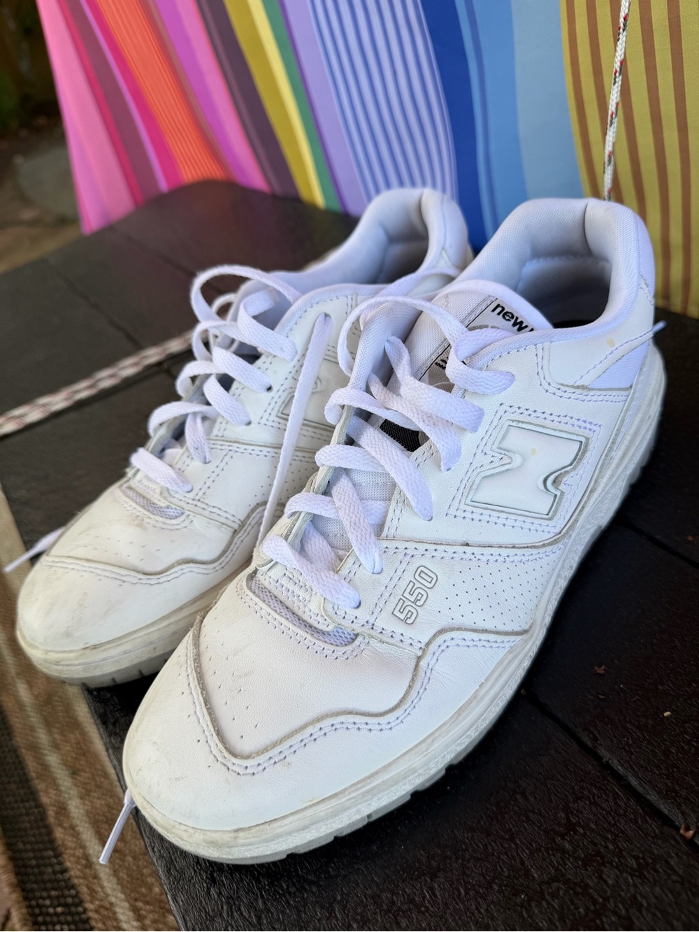 New Balance White Men's 550 Leather Sneakers